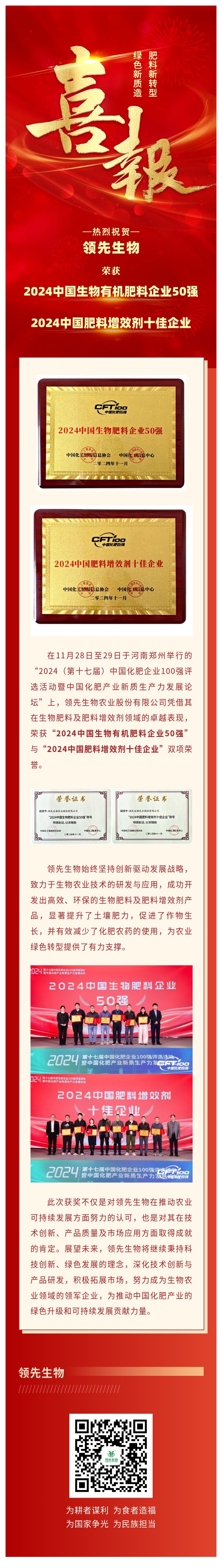 喜报 | 太阳成城集团蝉联中国化肥百强评选双项殊荣